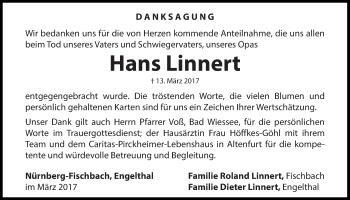 Traueranzeige von Hans Linnert von Der Bote