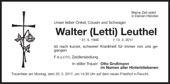Traueranzeige von Walter Leuthel von Der Bote