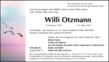 Traueranzeige von Willi Otzmann von N-Land