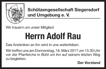 Traueranzeige von Adolf Rau von Pegnitz-Zeitung