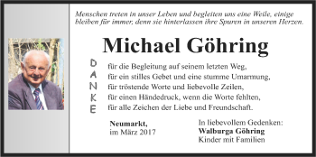 Traueranzeige von Michael Göhring von Der Bote