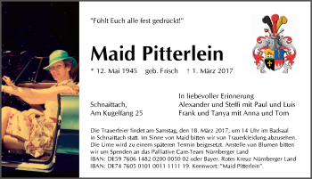 Traueranzeige von Maid Pitterlein von Pegnitz-Zeitung