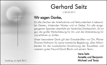 Traueranzeige von Gerhard Seitz von Pegnitz-Zeitung