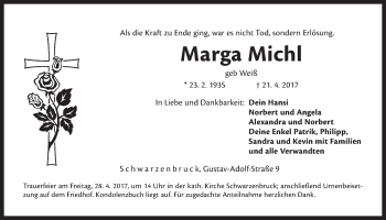 Traueranzeige von Marga Michl von Der Bote