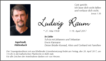 Traueranzeige von Ludwig Raum von Pegnitz-Zeitung