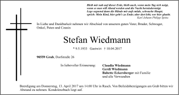 Traueranzeige von Stefan Wiedmann von Der Bote