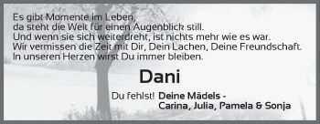 Traueranzeige von Daniela Derfuß von Pegnitz-Zeitung