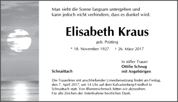 Traueranzeige von Elisabeth Kraus von Pegnitz-Zeitung