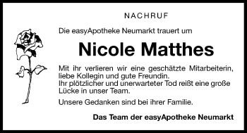 Traueranzeige von Nicole Matthes von Der Bote