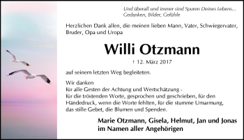 Traueranzeige von Willi Otzmann von Pegnitz-Zeitung