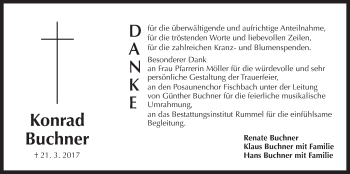 Traueranzeige von Konrad Buchner von Der Bote