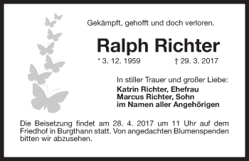 Traueranzeige von Ralph Richter von Der Bote