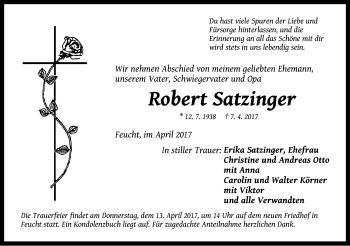 Traueranzeige von Robert Satzinger von Der Bote