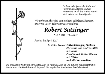 Traueranzeige von Robert Satzinger von Pegnitz-Zeitung