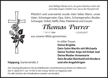 Traueranzeige von Thomas Purrer von Hersbrucker Zeitung