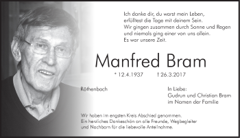 Traueranzeige von Manfred Bram von Pegnitz-Zeitung