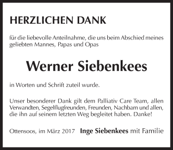 Traueranzeige von Werner Siebenkees von Pegnitz-Zeitung