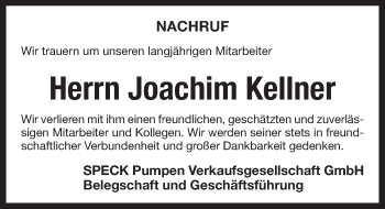 Traueranzeige von Joachim Kellner von Pegnitz-Zeitung