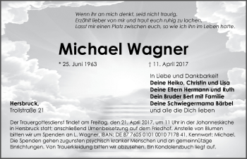 Traueranzeige von Michael Wagner von Hersbrucker Zeitung