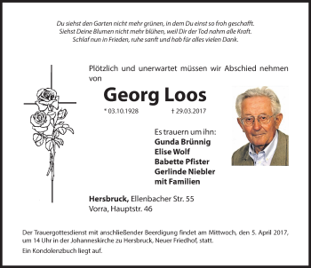 Traueranzeige von Georg Loos von Hersbrucker Zeitung