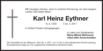 Traueranzeige von Karl Heinz Eythner von Der Bote