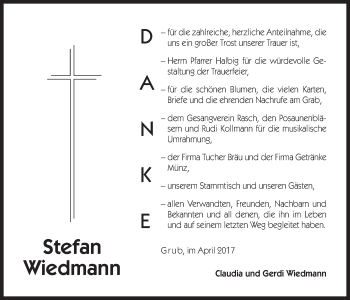 Traueranzeige von Stefan Wiedmann von Der Bote