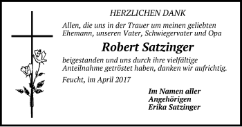 Traueranzeige von Robert Satzinger von Pegnitz-Zeitung