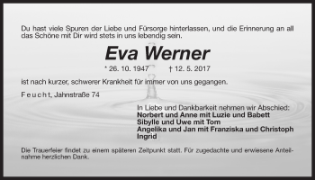 Traueranzeige von Evi Werner von Der Bote