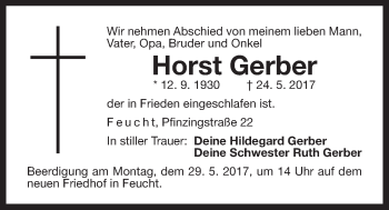 Traueranzeige von Horst Gerber von Der Bote