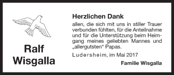 Traueranzeige von Ralf Wisgalla von Der Bote