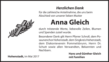 Traueranzeige von Anna Gleich von Hersbrucker Zeitung
