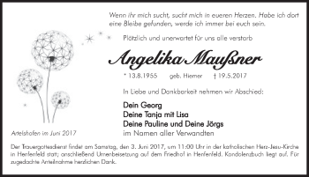 Traueranzeige von Angelika Maußner von Hersbrucker Zeitung