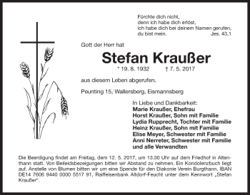 Traueranzeige von Stefan Kraußer von Der Bote