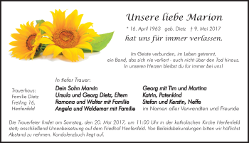 Traueranzeige von Marion  von Hersbrucker Zeitung