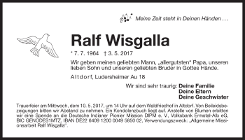 Traueranzeige von Ralf Wisgalla von Der Bote