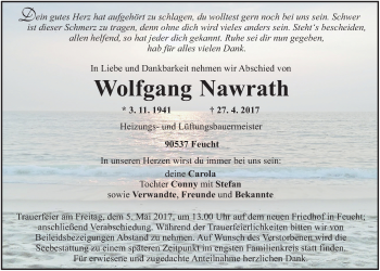 Traueranzeige von Wolfgang Nawrath von Der Bote