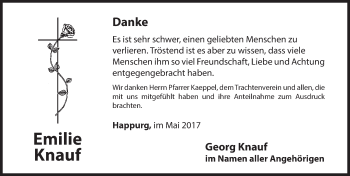 Traueranzeige von Emilie Knauf von Hersbrucker Zeitung