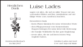 Traueranzeige von Luise Lades von Hersbrucker Zeitung