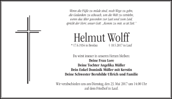 Traueranzeige von Helmut Wolff von Pegnitz-Zeitung