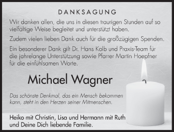 Traueranzeige von Michael Wagner von Hersbrucker Zeitung