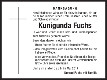 Traueranzeige von Kunigunda Fuchs von Der Bote