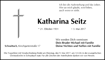 Traueranzeige von Katharina Seitz von Pegnitz-Zeitung