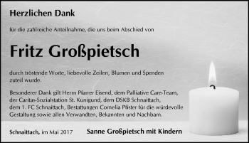 Traueranzeige von Fritz Großpietsch von Pegnitz-Zeitung