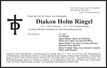 Traueranzeige von Holm Ringel von Der Bote