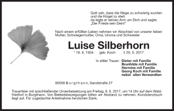 Traueranzeige von Luise Silberhorn von Der Bote
