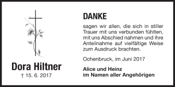 Traueranzeige von Dora Hiltner von Der Bote