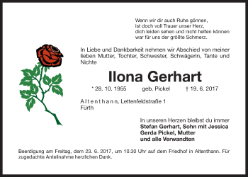 Traueranzeige von Ilona Gerhart von Der Bote