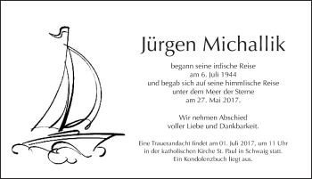 Traueranzeige von Jürgen Michallik von Pegnitz-Zeitung