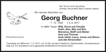 Traueranzeige von Georg Buchner von Der Bote