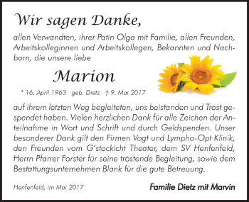 Traueranzeige von Marion  von Hersbrucker Zeitung